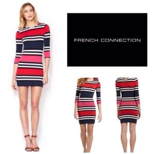 French Connection Multi Jag Stripe Dress